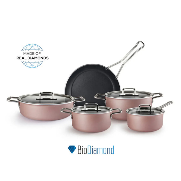 Karaca Mastermaid BioDiamond 9-Piece Bronzy Silver Non-Stick Cookware Set - 153.03.08.2883