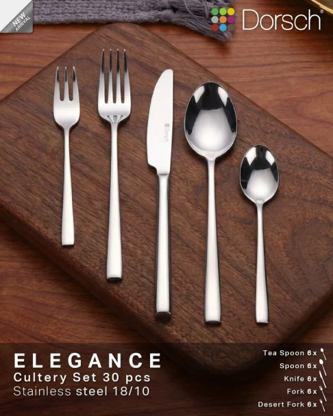 Dorsch Elegance 30-Piece 18/10 Stainless Steel Cutlery Set | DH-01932