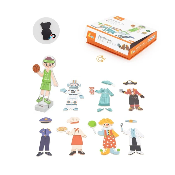 Viga Wooden Magnetic Dress Up Boy Set | 44636