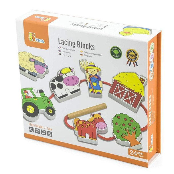 Viga Wooden Farm Lacing Blocks Set | 59548N