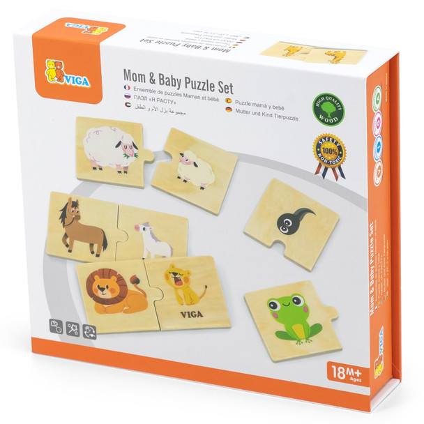 Viga Wooden Mom and Baby Puzzle Set 24-Piece | 44648