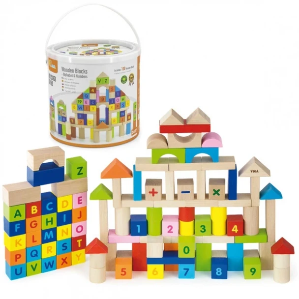 Viga Wooden Blocks Alphabet and Numbers | 50288