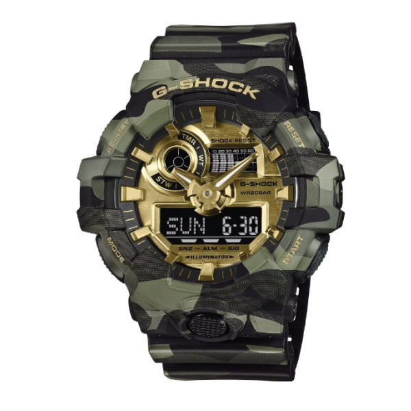 Casio G-SHOCK Casual Men Watch - Green Camouflage / Gold | GA-700CMG-3ADR