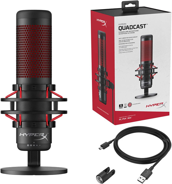 HyperX HX-MICQC-BK QuadCast – Standalone Microphone for streamers | 4P5P6AA