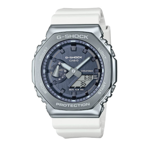Casio G-SHOCK Seasonal Collection Metal-Covered Men Analog-Digital Watch - Grey & White | GM-2100WS-7ADR