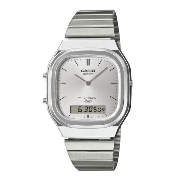 Casio Vintage Analog-Digital Unisex Watch - Silver / White | AQ-240E-7ADF