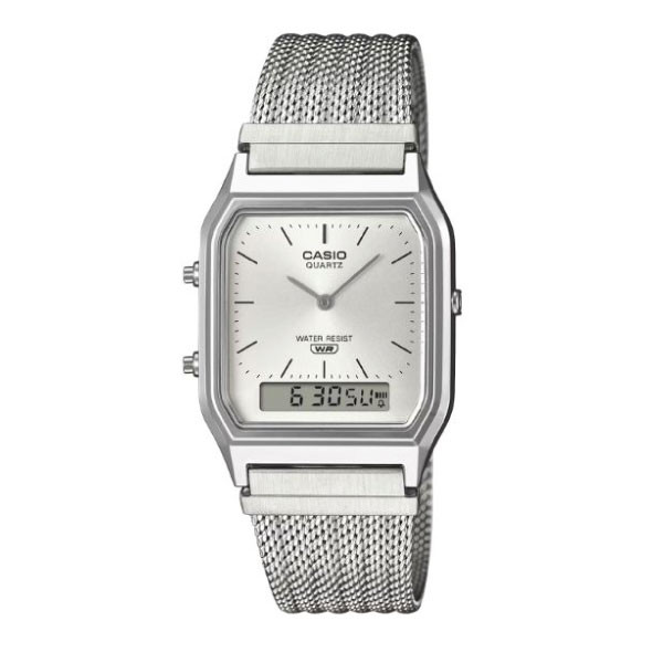 Casio Vintage Analog-Digital Unisex Watch - Silver | AQ-230EM-7ADF