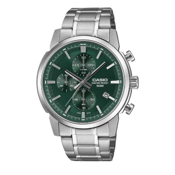 Casio Men 3-Hand Watch - Green / Silver | MTP-E510D-3AVDF