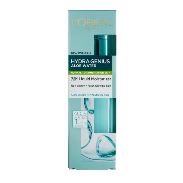 L'Oréal Paris Hydra Genius Water-Based Gel Facial Moisturiser with Aloe Vera for Dry & Sensitive Skin 70ml