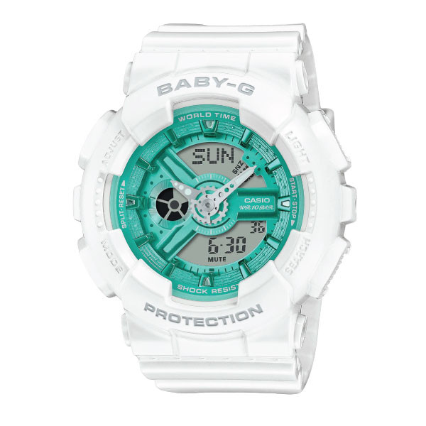Casio Baby-G Women Analog-Digital Watch - White / Green | BA-110XWS-7ADR