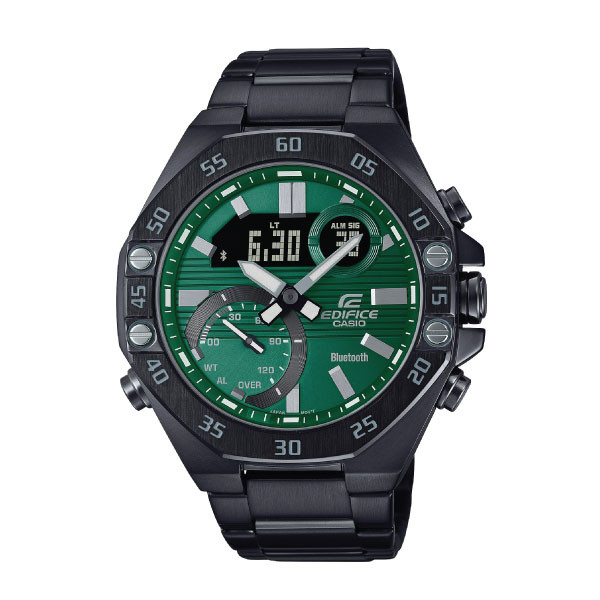 Casio Edifice Men Connected Analog-Digital Watch - Black Green | ECB-10DC-3ADF