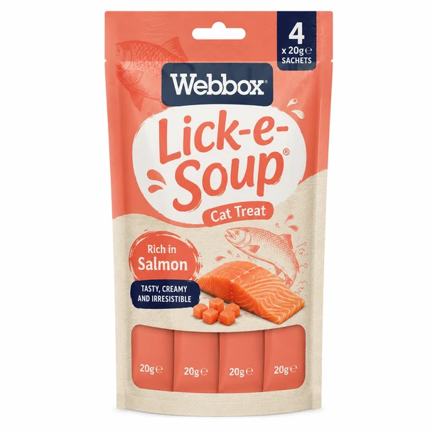 Webbox Lick-e-Soup Rich in Salmon Cat Treat 4 × 20g | WX-864199-20