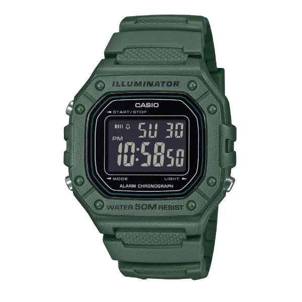 Casio Men Digital Watch - Green | W-218H-3BVDF