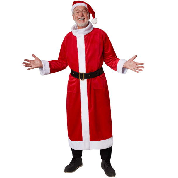 Santa Adult Costume with Hood, Belt & Beard | 008651