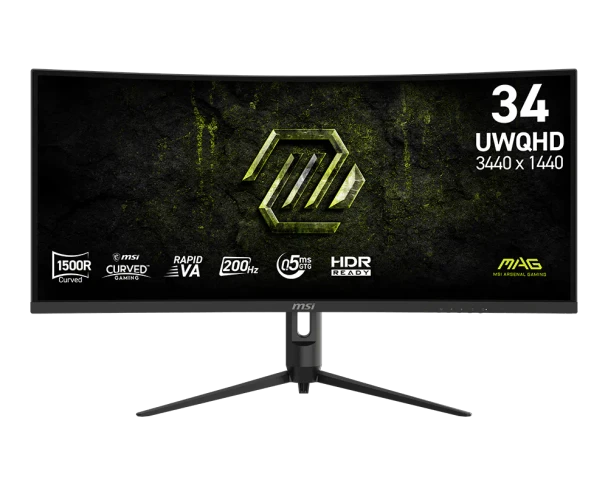 MSI MAG 342CQRF E20 34″ Curved Gaming Monitor, 200Hz WQHD (3440 X1440), 0.5ms GTG, Curve 1500R, Rapid VA