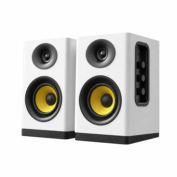 FANTECH Finecoustic Hako Studio 301: 80W 2.0 Bookshelf Speakers, Bluetooth 5.3, 5-Way Connectivity & Hi-Fi Audio
