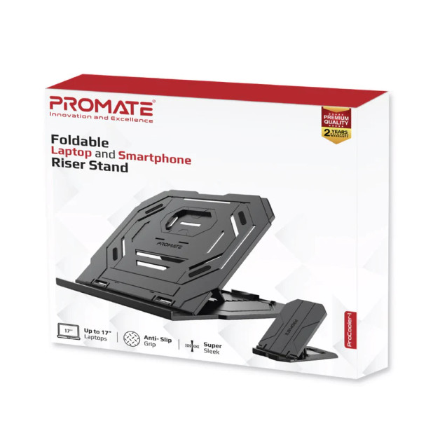 Promate Foldable Laptop and Smartphone Riser Stand | ProCooler-1