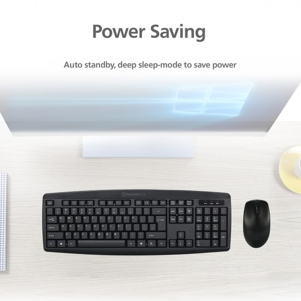 Micropack Classic Wireless Combo Keyboard & Mouse, Black | KM-203W