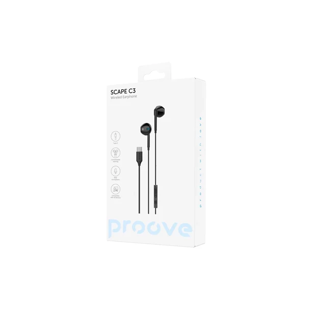 Proove Scape C3 Type-C Wired Earphones - Black | WESC00002001