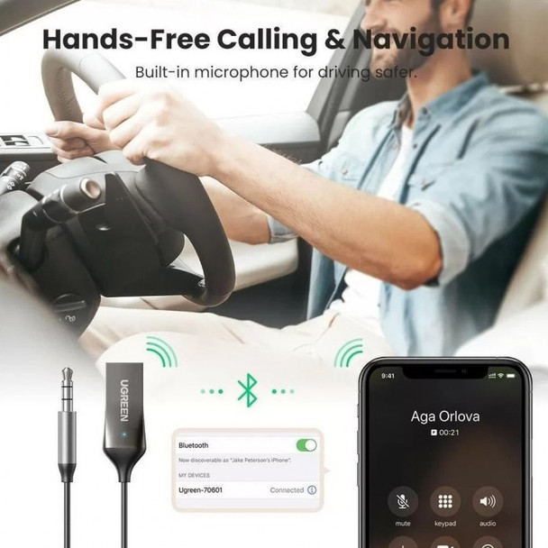 UGreen Bluetooth Car Receiver Aux with Mic | CM309 | 70601