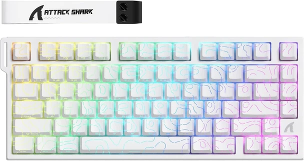 Attack Shark R82HE RT Wired RGB 8K Mechanical Gaming Keyboard - White Contour