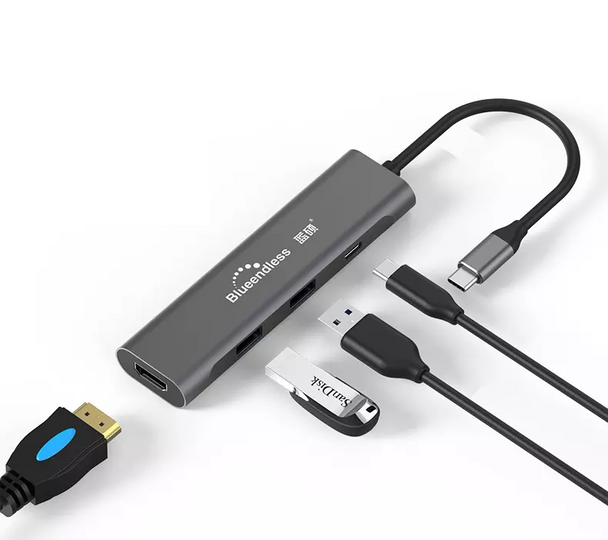 BlueEndless USB-C 4-Port USB-A, PD & HDMI Hub | BS-HD401