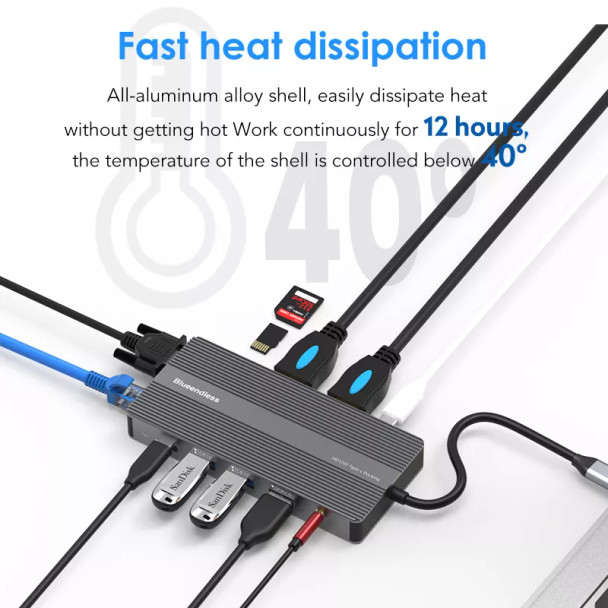 BlueEndless USB-C 12-Port Multi-Functional Hub | BS-HD1202 | AYOUB ...