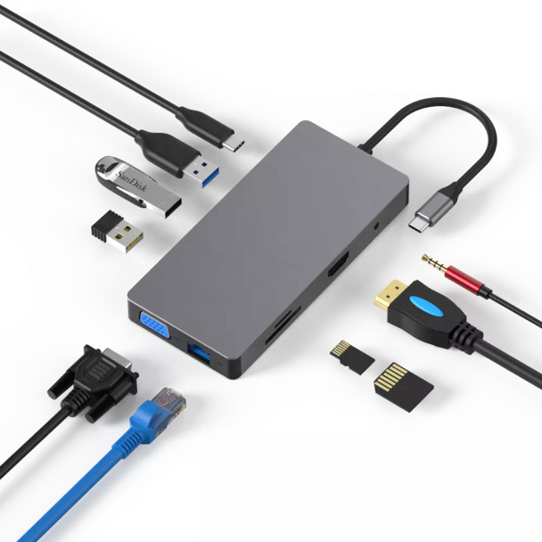 BlueEndless USB-C 10-Port Multi-Functional Hub | BS-HC101A