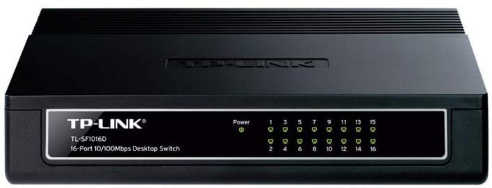 TP-Link TL-SF1016D — 16-Port 10/100Mbps Desktop Switch | Plug & Play Fast Ethernet, Fanless