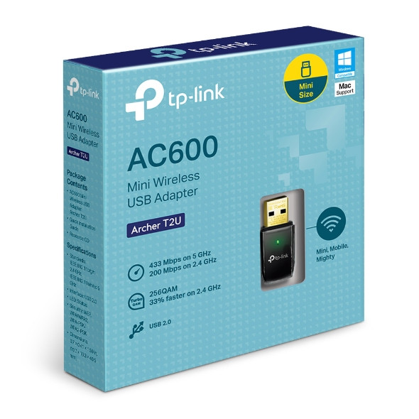 TP-Link Archer T2U — AC600 Wireless Dual-Band USB Wi-Fi Adapter | 5GHz + 2.4GHz Dongle