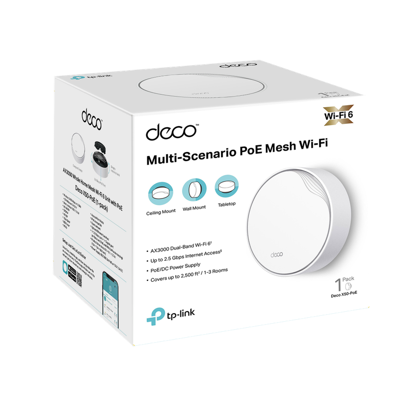 TP-Link AX3000 Whole Home Mesh WiFi 6 System with PoE | Deco X50-PoE