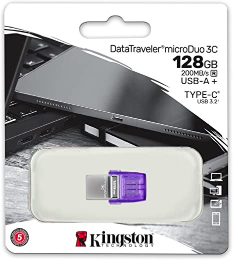 Kingston USB Datatraveler Microduo 3C 128GB 200Mb/s Usb-A Usb-C | DTDUO3CG3/128GB