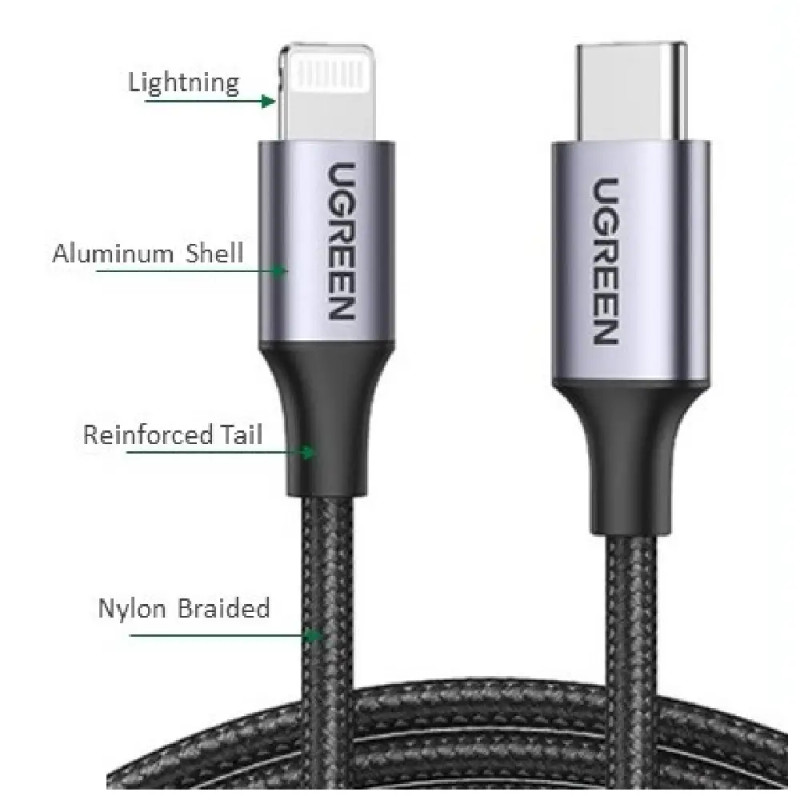 UGreen USB-C to Lightning Charging & Sync Cable 1M Black | 60759