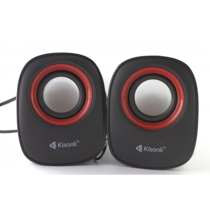 Kisonli V360 Wired USB Multimedia Computer System Speaker Red