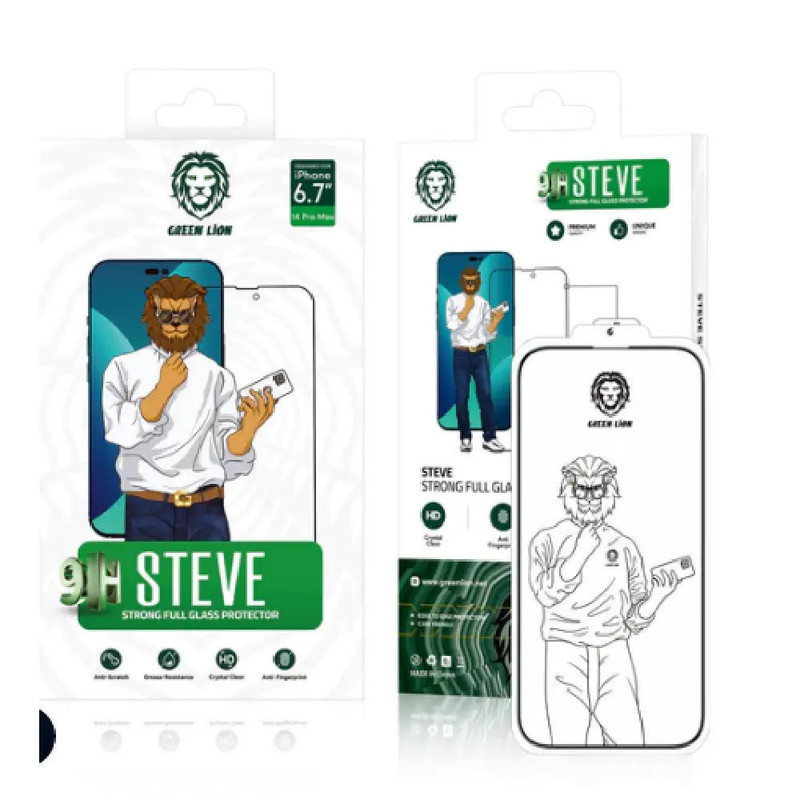 Green Lion Steve Strong Full Glass protector ,iPhone 14 Pro (6.1") | GN9HSGL14P