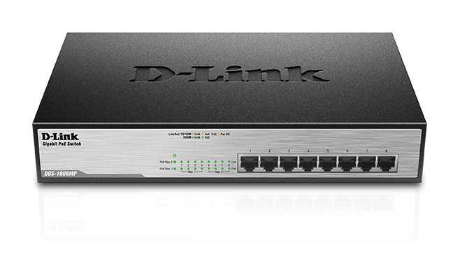 D-Link 8-port 10/100/1000Base-T Unmanaged PoE Switch |DGS-1008MP