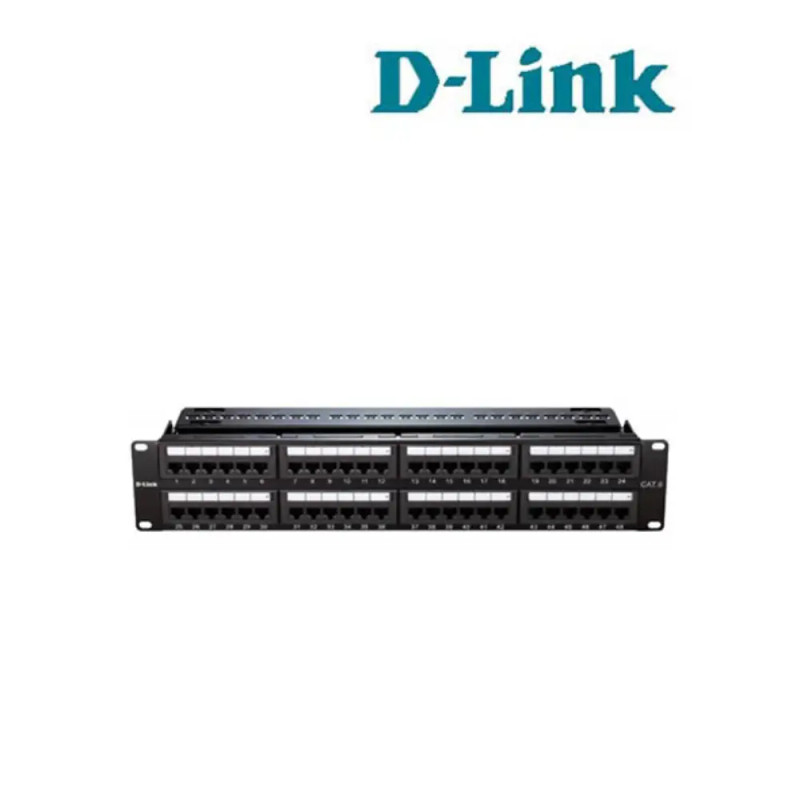 D-link 48 Port Cat6 Unshielded Fully Loaded Punch Down Patch Panel - Keystone Type - 2U - Black Color| NPP-C61BLK481