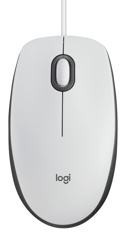 Logitech M100 USB Mouse, White | 910-006764