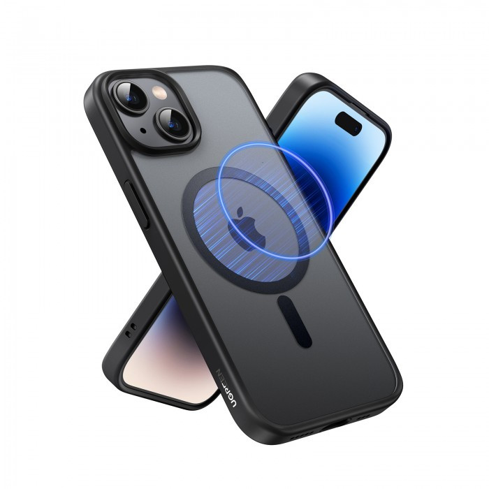 UGREEN Black Frame Frosted Back Plate Magnetic Protective Case for iPhone 15 (Clear)| 25400