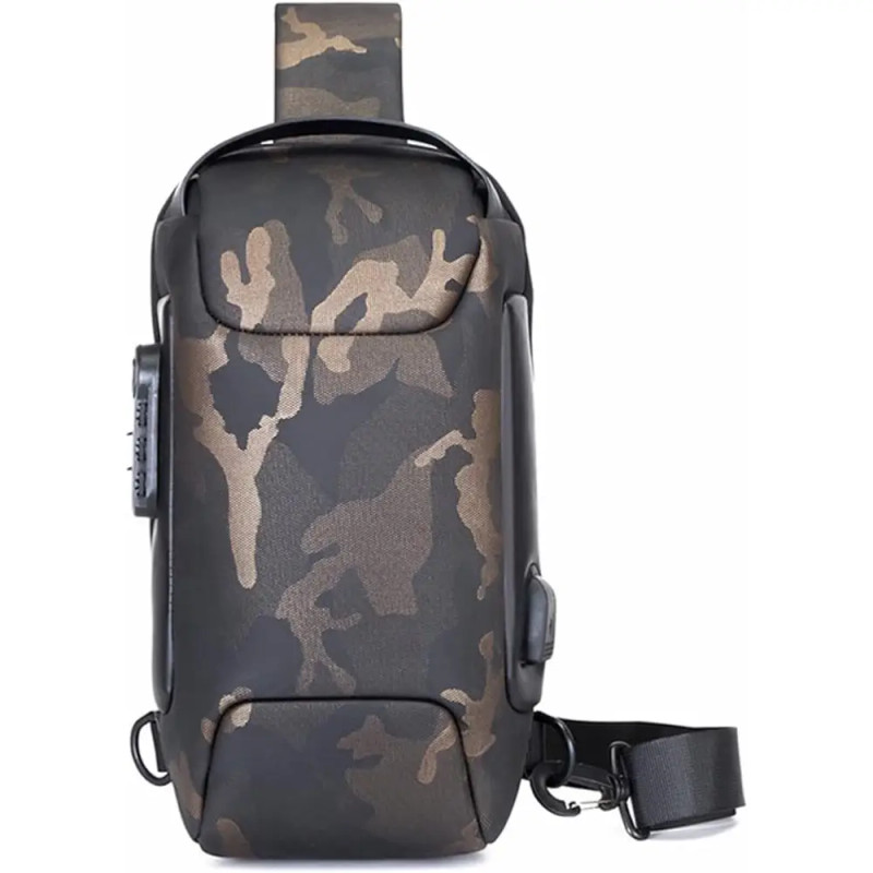 Crossbody Sling Bag, VUCATIN Body Chest Shoulder Bag for Men Women Casual Shoulder Backpack Bag, Waterproof Leather Chest Casual Daypack with Usb Charging Port for Travel Hiking (Camon)