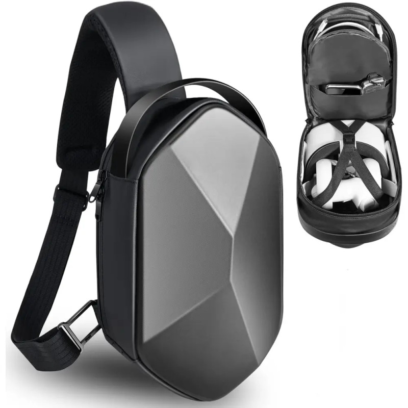 Sarlar Fashion Hard Travel Case for Oculus Meta Quest 2/Meta Quest Pro, Expandable Capacity Compatible with Kiwi Design/BOBOVR All Elite Strap and Accessories, Crossbody Sling Backpack