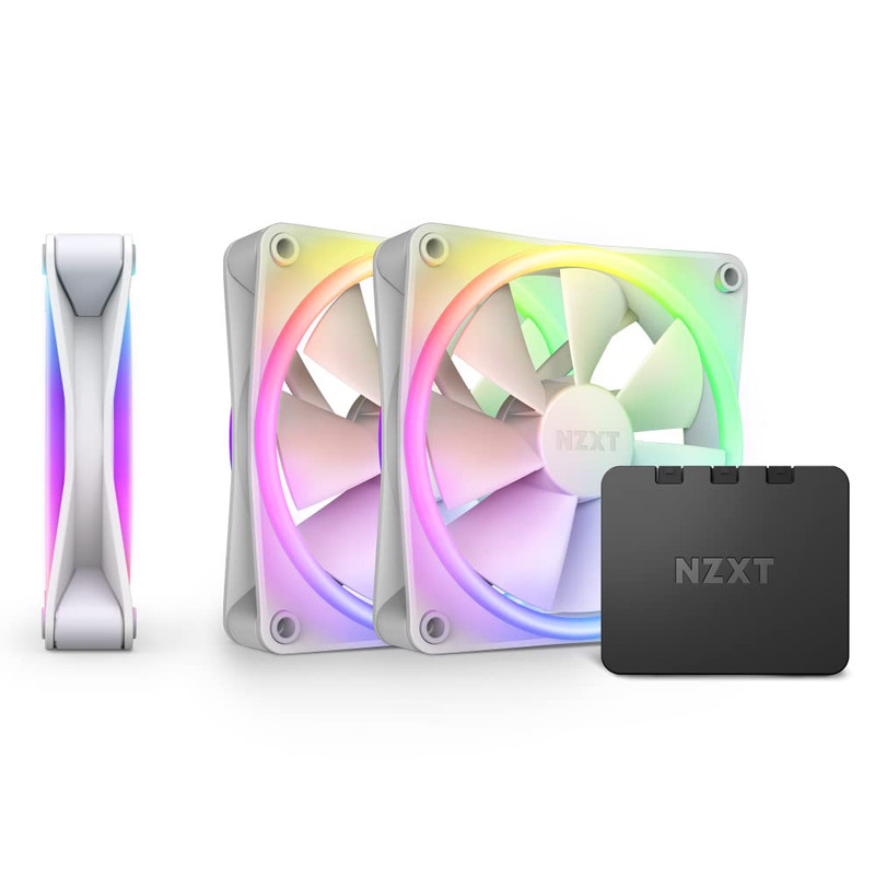 NZXT F120RGB Duo – 120mm Dual-Sided RGB Fan – Triple Pack (White) W/RGB Controller | RF-D12TF-W1