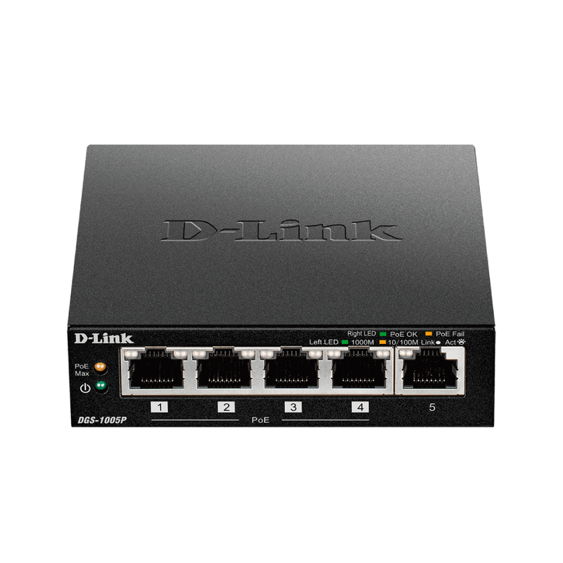 D-Link 5-Port Gigabit Desktop Switch with 4 PoE ports | DGS-1005P/E