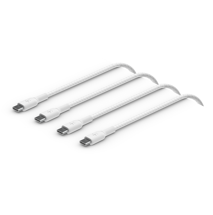 Belkin Boost Charge Braided USB-C to USB-C Cable 60W, 1M , White| CAB004bt1MWH-2PK