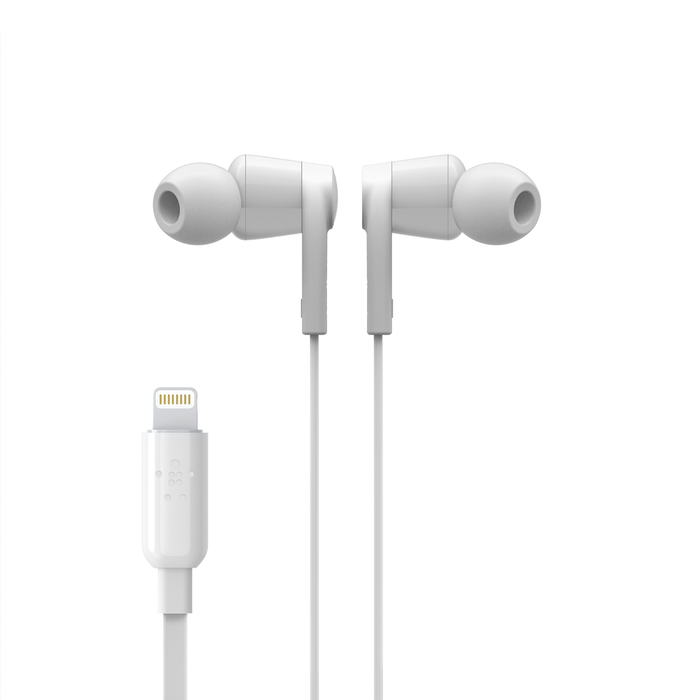Belkin SoundForm Wired Earbuds - Lightning Connector - White