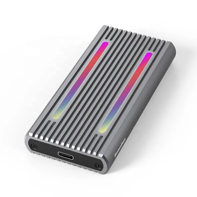 IWAYS USB-C & A M.2 NVMe -SATA SSD Enclosure RGB Light - "Dual Protocol" UP to 4TB | IW-M2808SN