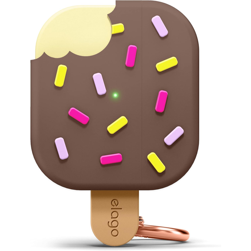 Elago Ice Cream Case Compatible with AirPods 3 Case Cover - Compatible with AirPods 3rd Generation, Carabiner Included, Supports Wireless Charging, Shock Resistant, Full Protection (Chocolate) | EAP3-ICE