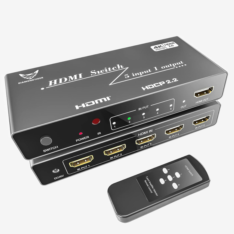 IWAYS HDMI Switch 4K 5-input ,1-output With IR Remote Control |IW-4K501S