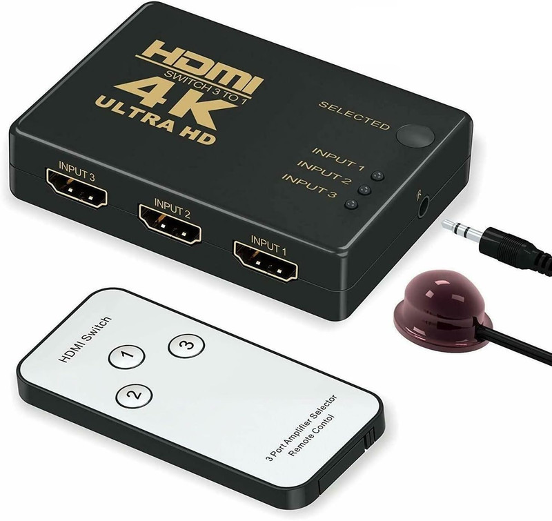 IWAYS HDMI Switch 4K 3-input ,1-output, Metal Housing With IR Remote Control | IW-4K3011