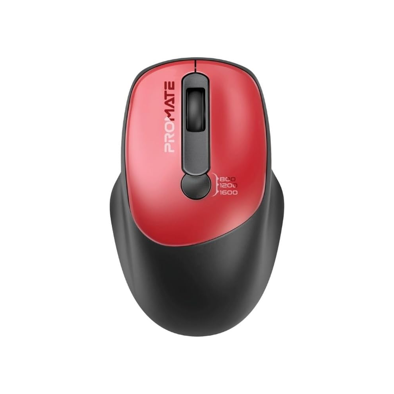 Promate EZGrip Ergonomic Wireless Mouse - Red | UNIGLIDE